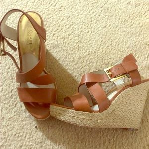 Michael Kors tan wedges size 7